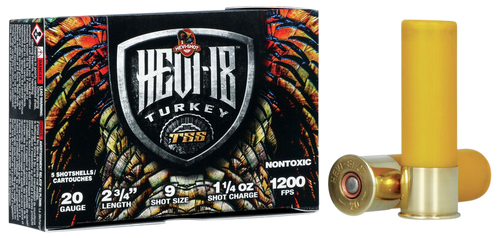 HEVI-Shot HEVI-18 TSS Turkey Plastic 20 Gauge 2.75" 1.25oz #9 Shot 5 Round Box - HS7109