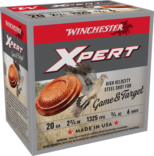 Winchester Xpert Steel 20 Gauge 2.75" 3/4 oz #6 Shot 25 Round Box - WE20GT6