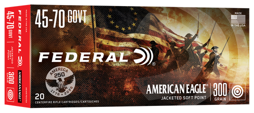 Federal American Eagle 250th Anniversary .45-70 Government 300gr Soft Point Rifle Ammo, 20/Box - AE4570USA