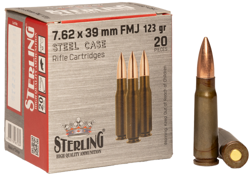 Sterling 7.62x39mm 123gr Full Metal Jacket Rifle Ammo, 20/Box - 8698779967284