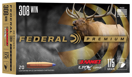 Federal Premium 308 Win 175gr Barnes LRX Lead Free Rifle Ammo - P308LRX1
