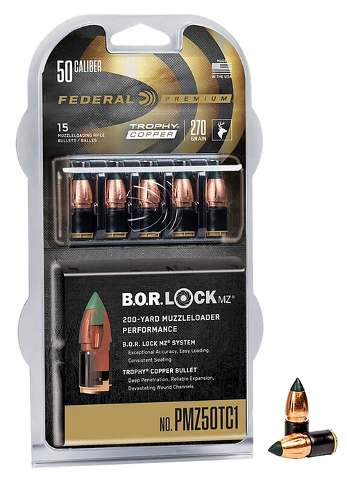 Federal Trophy Copper Muzzleloader Bullets 50 Cal 270gr - PMZ50TC1