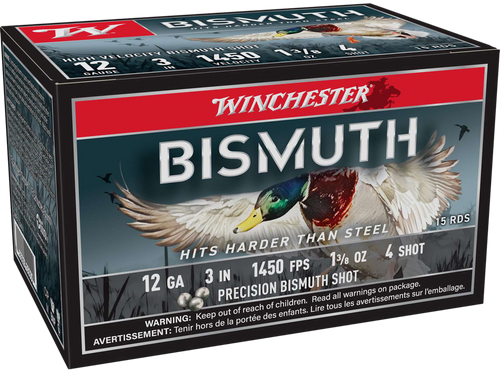 Winchester Bismuth Plastic 12 Gauge 3" 1-3/8oz #4 Shot 15 Round Box - SWB1234XV
