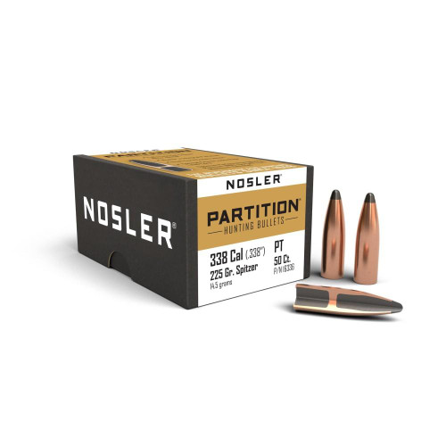 Nosler Partition .338 Caliber 225 Grain Spitzer Point Bullets 50/ct - NOS 16336