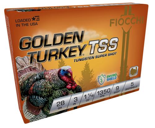 Fiocchi Golden Turkey TSS 28 Gauge 3" 1 1/16oz #9 Shot 5 Round Box - 283TSS9