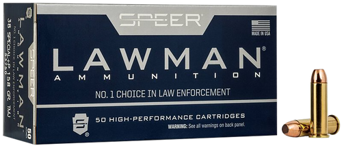 Speer Lawman 38 Special +P 158gr TMJ Handgun Ammunition, 50rd Box - 53750