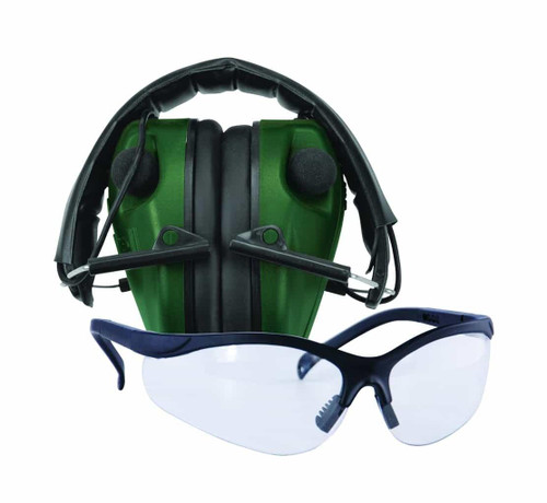 Caldwell E-Max Lo Pro Electronic Ear Muffs with Shooting Glasses, Green - CW 487309
