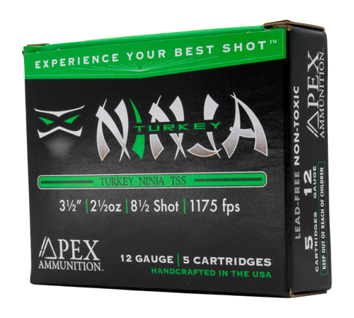 Apex Ammunition Steel 12 Gauge 3.5" 2.5oz 8.5 Shot 5 Round Box - NINJA35