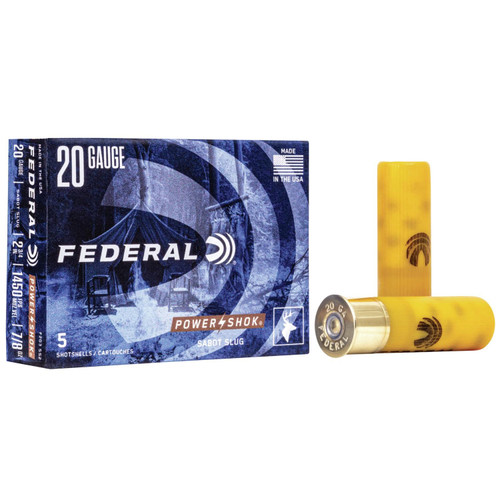 Federal Power-Shok Plastic 20 Gauge Sabot Slug 5 Round Box - F203SS2