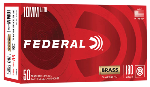 Federal Champion Training 10mm Auto 180gr FMJ Handgun Ammo, 50/Box - WM5221