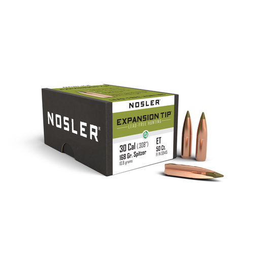 Nosler E-Tip Lead-Free Hunting Bullets .30 Cal .308" 168 Gr Spitzer Point 50/ct - NOS 59415