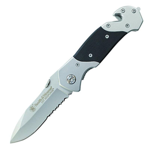 Smith & Wesson 1st Response Folding Knife 3-3/10" Serrated Drop Point Black Silver - SWFRSCP