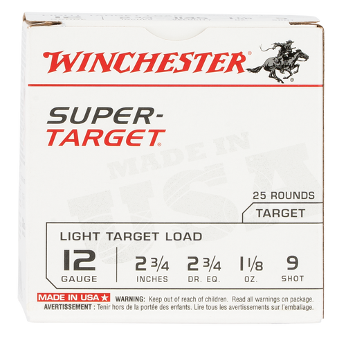 Winchester Super Target Light Target 12 Gauge 2.75" 1 1/8 oz #9 Shot 25 Round Box - TRGT129