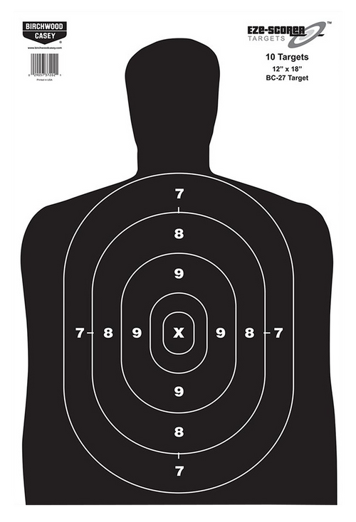 Birchwood Casey EZE-Scorer BC-27 Silhouette Paper Target, Black/White - 37005