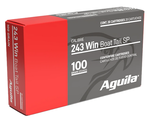 Aguila 243 Win 100gr InterLock Boat Tail Soft Point Rifle Ammunition, 20rd Box - 8047AG