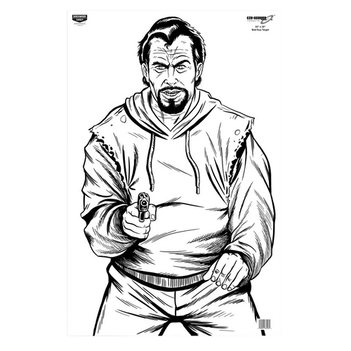 Birchwood Casey EZE-Scorer Bad Guy Silhouette Paper Target 23" x 35" Black/White 5 Pack - 37019