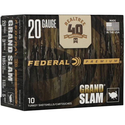 Federal Grand Slam Realtree 20 Gauge 3" 1-5/16oz #5 Shot 10 Round Box - PFCX258FRT 5