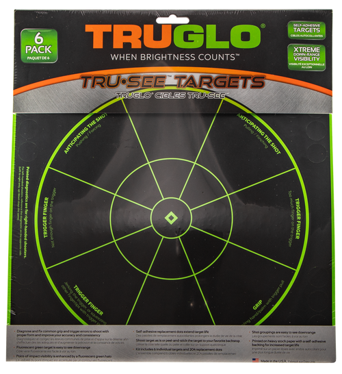 Truglo Tru-See Handgun Diagnostic Target 12" x 12" Black/Green - TG15A6