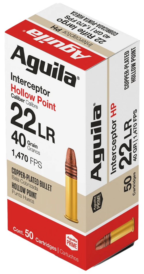 Aguila Brass .22 LR 40gr Plated Hollow Point 50 Round Box - 1B220321