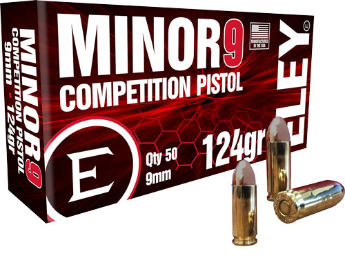 Eley Minor 9 Competition 9mm 124gr FMJ Handgun Ammo 50rd Box - ELE-09012K
