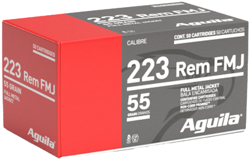 Aguila 223 Rem 55gr Full Metal Jacket Rifle Ammo, 50rd Box - 1E223110