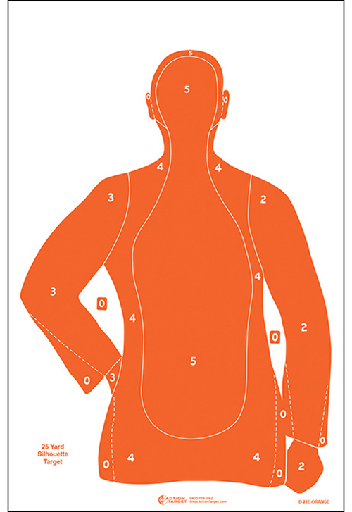 Action Target B-21E Qualification Silhouette Paper Target, Orange - B21EORANGE100