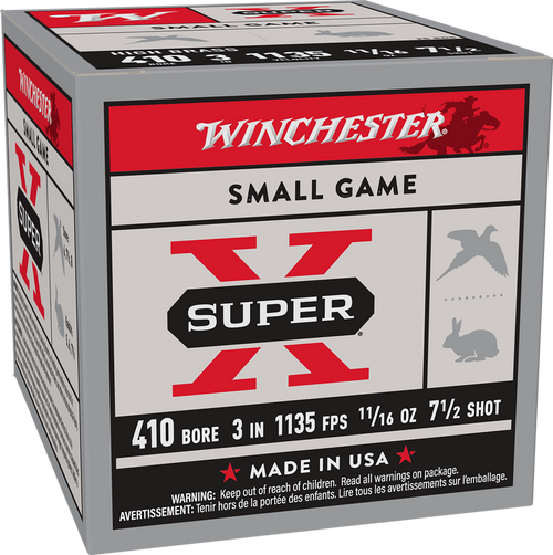 Winchester Super-X High Brass Plastic 410 Gauge 3" 11/16oz #7.5 Shot 25 Round Box - X4137