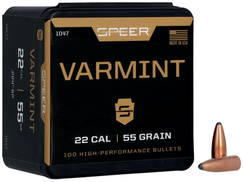 Speer Varmint Soft Point .224 Cal 55gr Jacketed Soft Point Rifle Bullets - 1047