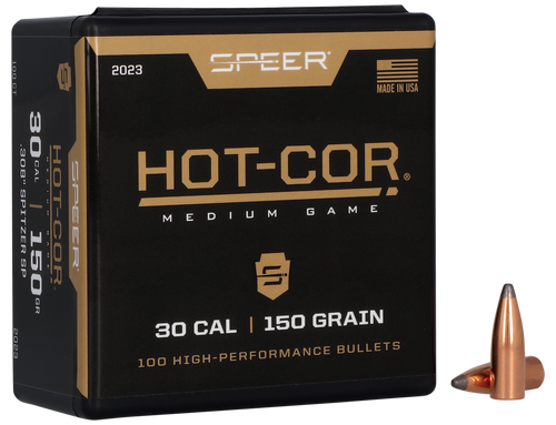Speer Hot-Cor 30 Caliber 150gr Spitzer Soft Point Reloading Bullets - 2023
