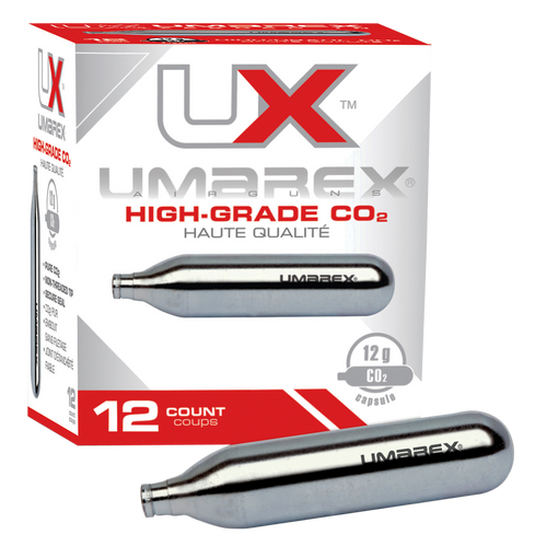 Umarex 12 Gram CO2 Cartridge Cylinders, Silver - 12/Box - 2252533