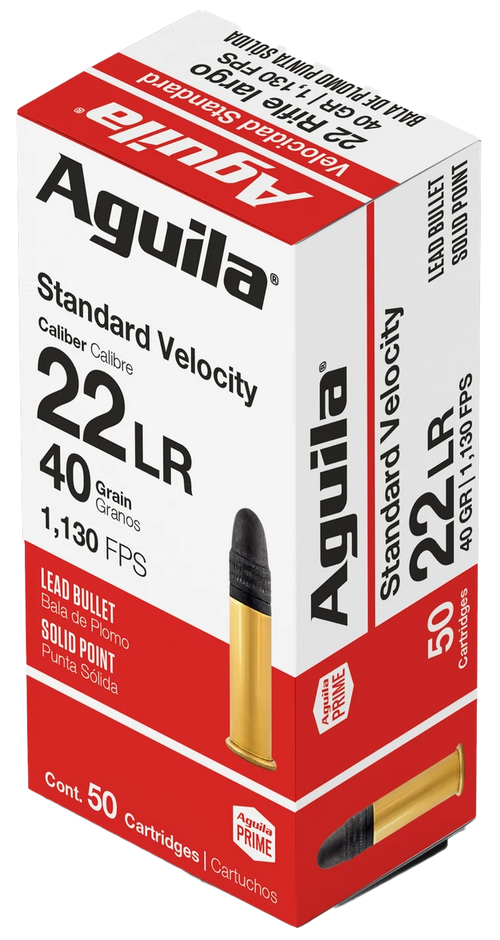 Aguila Brass .22 LR 40gr Lead Solid Point 50 Round Box - 1B220332