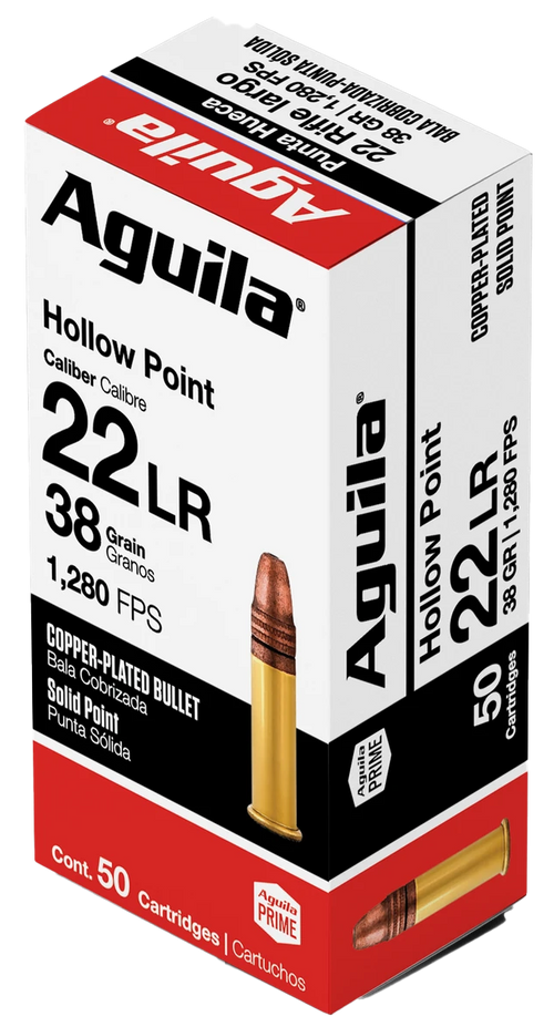 Aguila Brass .22 LR 38gr Copper Plated Hollow Point 50 Round Box - 1B220335