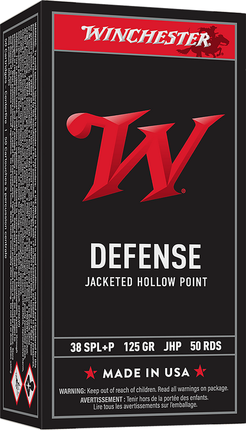 Winchester USA 38 Special +P 125gr Jacketed Hollow Point Handgun Ammunition, 50 Round Box - USA38JHP