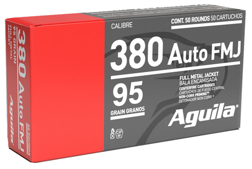 Aguila 380 ACP 95gr Full Metal Jacket Handgun Ammo, 50rd Box - 1E802110