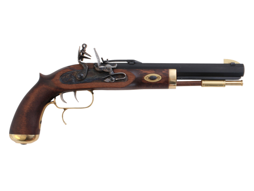 Traditions Trapper 50 Cal Flintlock 9.75" 1rd Pistol, Blued/Hardwood - P1090