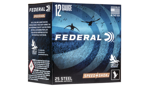Federal Speed-Shok Plastic 12 Gauge 3" 1 1/8oz #4 Steel Shot 25 Round Box - WF1434