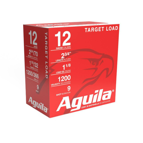 Aguila Plastic 12 Gauge 1-1/8oz #9 Shot 25 Round Box - 1CHB1359