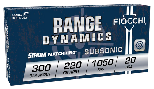 Fiocchi 300 Blackout 220gr Hollow Point Boat Tail Subsonic Rifle Ammo, 20 Round Box - 300BLKSUB