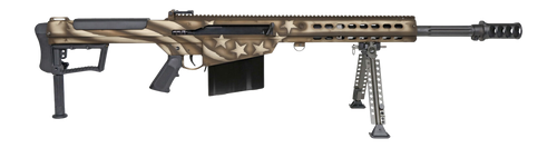 Barrett M107A1 America 250 50 BMG 20" 10rd Rifle, Flat Dark Earth with American Flag Cerakote - 20153