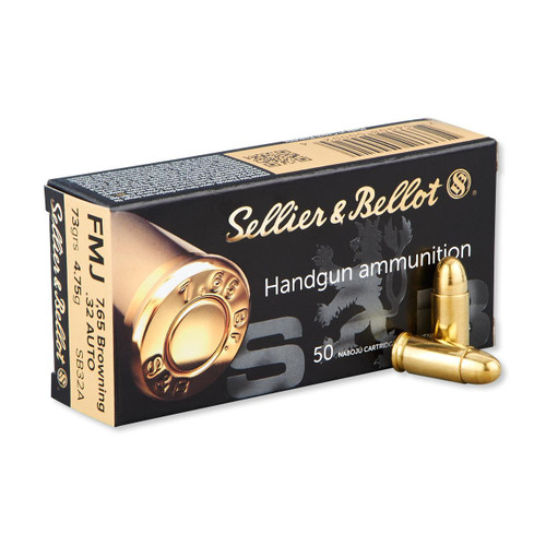 Sellier & Bellot .32 ACP 73gr FMJ Handgun Ammo, 50-Round Box - SB32A