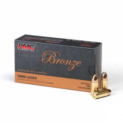 PMC Bronze 9mm Luger 124 gr FMJ Handgun Ammunition 1000/ct - 9GC