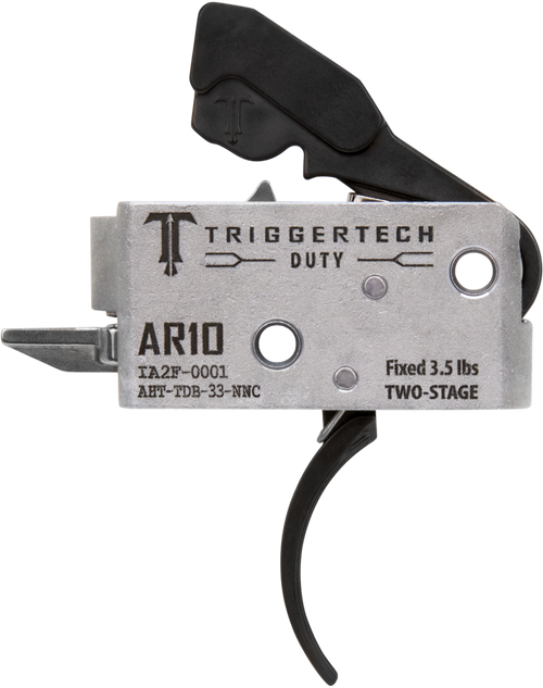TriggerTech Duty Curved Trigger Two-Stage 3.5 lbs AR-10, Black Anodized - AHTTDB33NNC