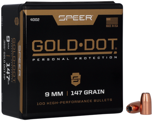 Speer Gold Dot Personal Protection 9mm 147gr Hollow Point Bullets - 4002