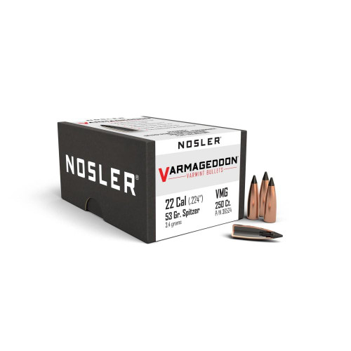 Nosler Varmageddon Rifle Bullets .22 Cal .224" 53 gr FB-Tipped 250/ct - 36524