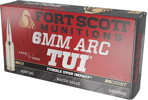 Fort Scott Munitions 6 ARC 90gr Solid Copper Spun TUI Rifle Ammo, Brass - 6ARC-090-SCV2