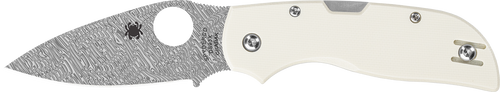 Spyderco Chaparral Folding Knife, White G-10 Damascus - C152GPIVD