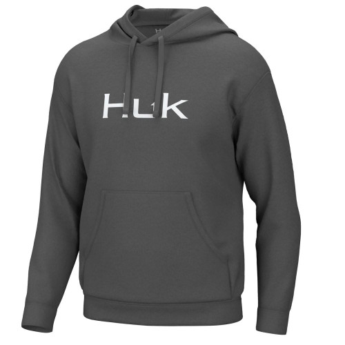 HUK Huk'd Up Logo Long Sleeve Hoodie, Volcanic Ash - H1300094-013-XL