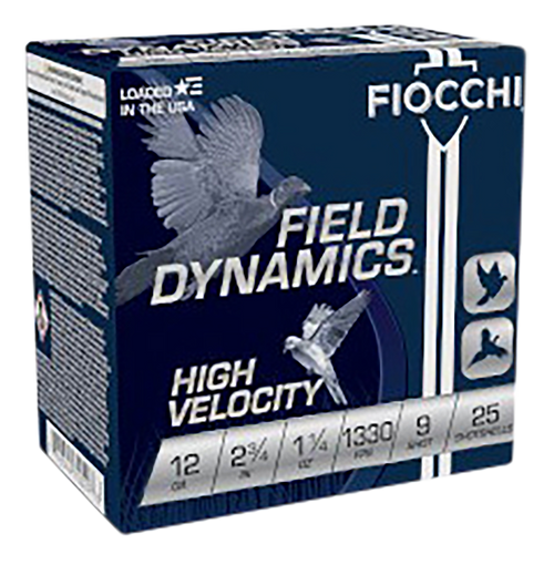 Fiocchi Field Dynamics High Velocity Plastic 12 Gauge 1.25oz #9 Shot 25 Round Box - 12HV9