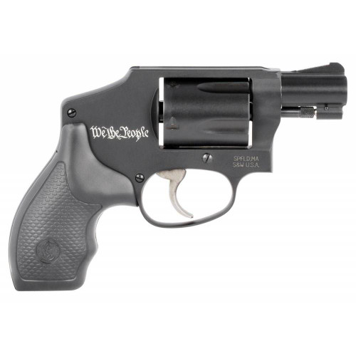 Smith & Wesson 442 .38 Spl 1.88" 5rd Revolver, Black with White We The People Engraving - 13305U