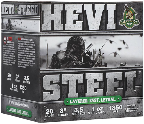 HEVI-Shot HEVI-Steel Plastic 20 Gauge 3" 1oz #3/#5 Shot 25 Round Box - HS62035